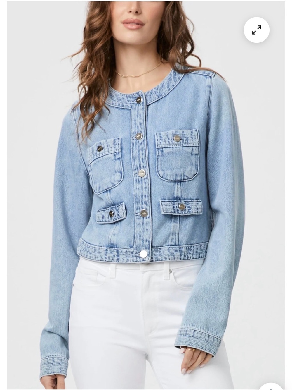 PAIGE Collarless Jean Jacket